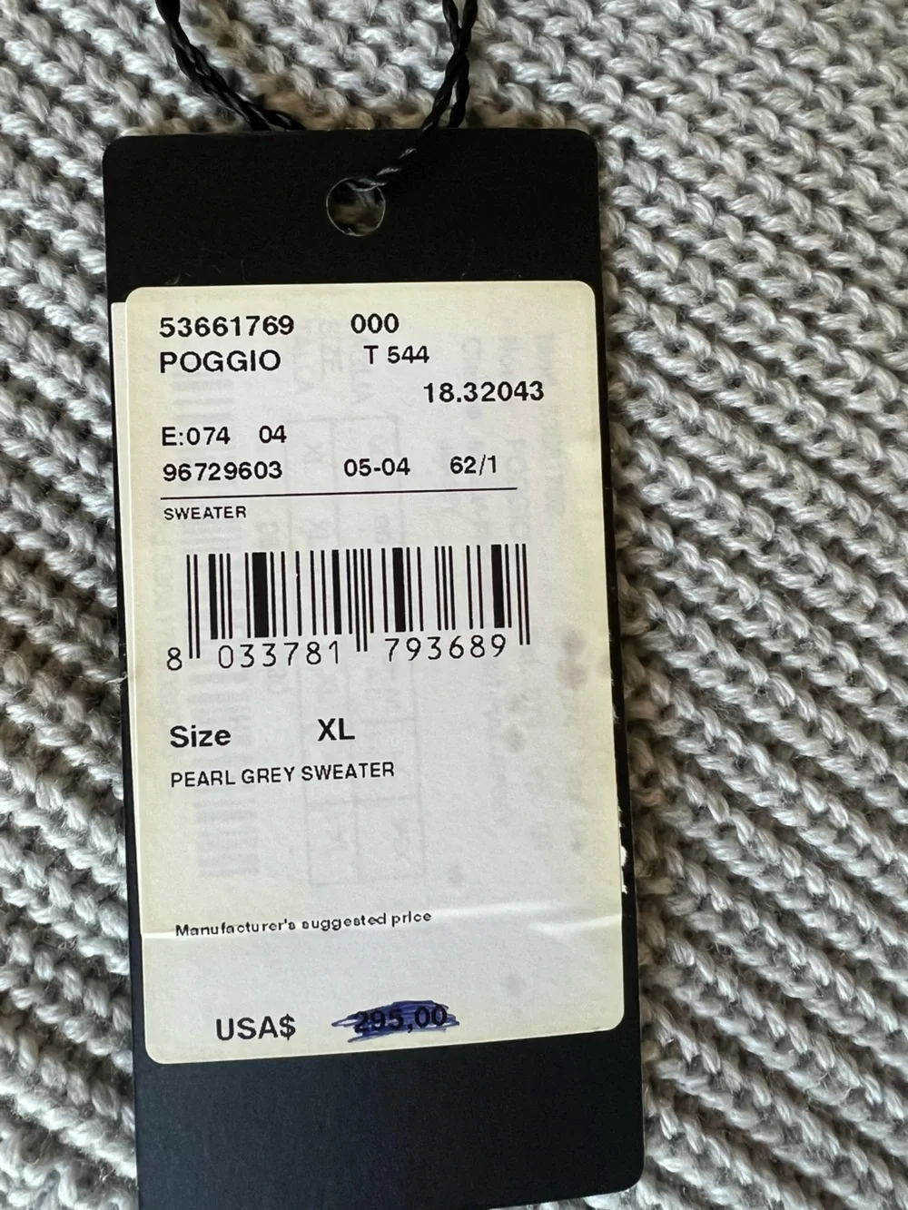NWT Weekend Max Mara Pearl Grey Chunky Knit Sweater XL